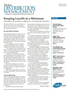 Layoffs to a minimum article cover